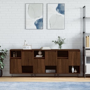 vidaXL, vidaXL Sideboards 3 Stk. Braun Eichen-Optik Holzwerkstoff