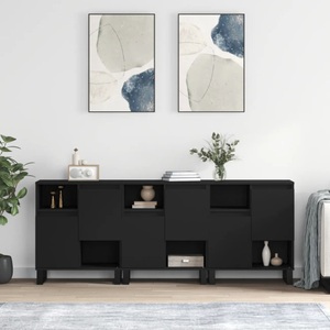 vidaXL, vidaXL Sideboards 3 Stk. Schwarz Holzwerkstoff
