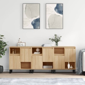 vidaXL, vidaXL Sideboards 3 Stk. Sonoma-Eiche Holzwerkstoff, vidaXL Sideboards 3 Stk. Sonoma-Eiche Holzwerkstoff