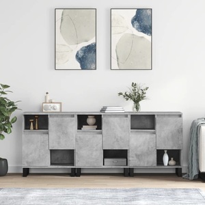 vidaXL, vidaXL Sideboards 3 Stk. Betongrau Holzwerkstoff