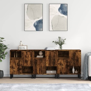 vidaXL, vidaXL Sideboards 3 Stk. Räuchereiche Holzwerkstoff