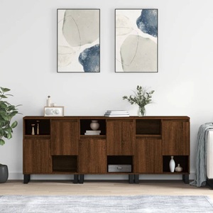 vidaXL, vidaXL Sideboards 3 Stk. Braun Eichen-Optik Holzwerkstoff