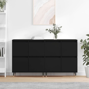 vidaXL, vidaXL Sideboards 2 Stk. Schwarz Holzwerkstoff