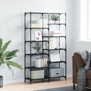 vidaXL, vidaXL Bücherregal Schwarz 100x32x170 cm Holzwerkstoff und Eisen, vidaXL Bücherregal Schwarz 100x32x170 cm Holzwerkstoff und Eisen