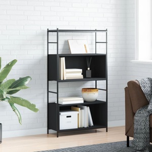 vidaXL, vidaXL Bücherregal Schwarz 80x30x145,5 cm Holzwerkstoff und Eisen