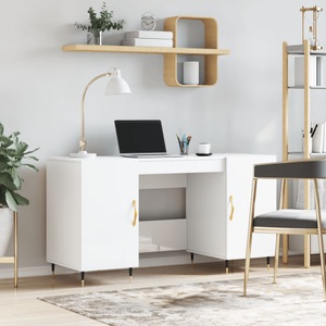vidaXL, vidaXL Schreibtisch Hochglanz-Weiß 140x50x75 cm Holzwerkstoff