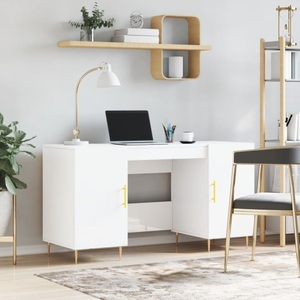 vidaXL, vidaXL Schreibtisch Hochglanz-Weiß 140x50x75 cm Holzwerkstoff, vidaXL Schreibtisch Hochglanz-Weiß 140x50x75 cm Holzwerkstoff