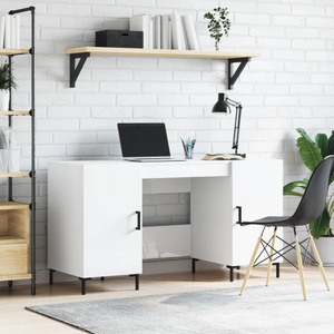 vidaXL, vidaXL Schreibtisch Hochglanz-Weiß 140x50x75 cm Holzwerkstoff, vidaXL Schreibtisch Hochglanz-Weiß 140x50x75 cm Holzwerkstoff