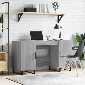 vidaXL, vidaXL Schreibtisch Grau Sonoma 140x50x75 cm Holzwerkstoff