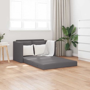 vidaXL, vidaXL Bodensofa mit Schlaffunktion Grau 112x174x55 cm Kunstleder