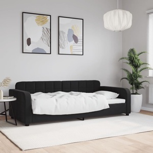 vidaXL, vidaXL Tagesbett Schwarz 90x200 cm Samt, vidaXL Tagesbett Schwarz 90x200 cm Samt
