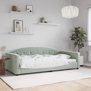 vidaXL, vidaXL Tagesbett Hellgrau 100x200 cm Samt, vidaXL Tagesbett Hellgrau 100x200 cm Samt