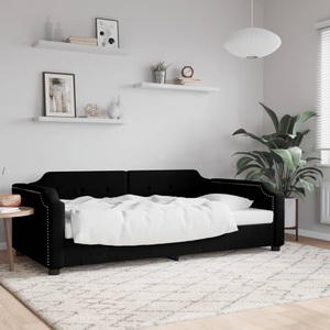 vidaXL, vidaXL Tagesbett Schwarz 90x200 cm Stoff, vidaXL Tagesbett Schwarz 90x200 cm Stoff