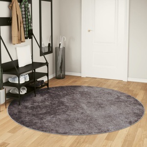 vidaXL, vidaXL Teppich Waschbar Grau Ø 200 cm Rutschfest, vidaXL Teppich Waschbar Grau Ø 200 cm Rutschfest
