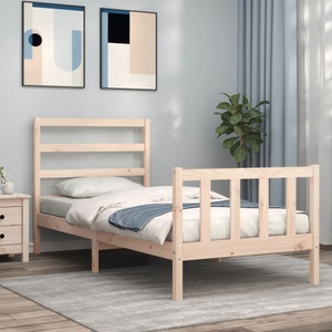 vidaXL, vidaXL Bettgestell mit Kopfteil 90x190 cm Massivholz