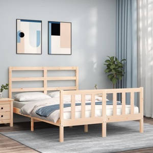 vidaXL Massivholzbett mit Kopfteil 4FT Small Double