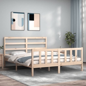 vidaXL, vidaXL Massivholzbett mit Kopfteil 160x200 cm