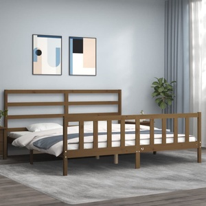 vidaXL, vidaXL Massivholzbett mit Kopfteil Honigbraun 200x200 cm