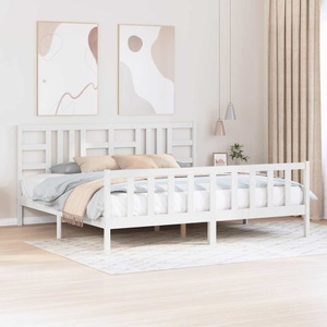 vidaXL, vidaXL Massivholzbett mit Kopfteil Weiß 200x200 cm