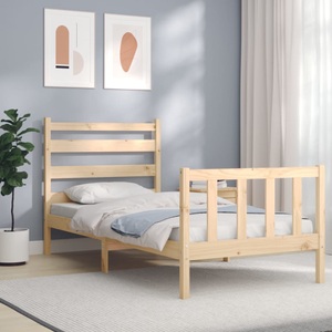 vidaXL Bettgestell mit Kopfteil 90x190 cm Massivholz