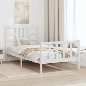 vidaXL, vidaXL Massivholzbett mit Kopfteil Weiß 100x200 cm