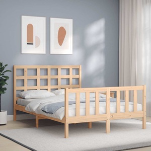 vidaXL Massivholzbett mit Kopfteil 4FT Small Double
