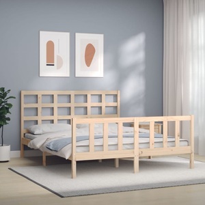 vidaXL, vidaXL Massivholzbett mit Kopfteil 160x200 cm