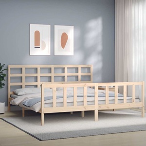 vidaXL, vidaXL Massivholzbett mit Kopfteil 200x200 cm