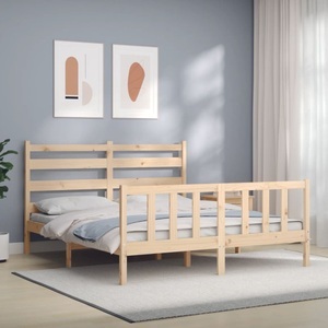 vidaXL, vidaXL Massivholzbett mit Kopfteil 160x200 cm