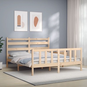 vidaXL, vidaXL Massivholzbett mit Kopfteil 160x200 cm