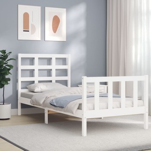 vidaXL, vidaXL Bettgestell mit Kopfteil Weiß 90x190 cm Massivholz