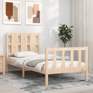 vidaXL, vidaXL Massivholzbett mit Kopfteil 2FT6 Small Single, vidaXL Massivholzbett mit Kopfteil