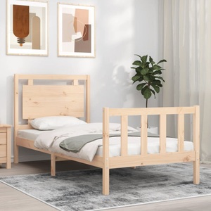 vidaXL, vidaXL Bettgestell mit Kopfteil 90x190 cm Massivholz