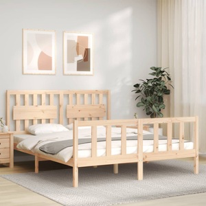 vidaXL, vidaXL Massivholzbett mit Kopfteil 160x200 cm