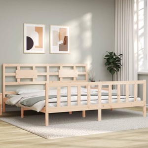 vidaXL, vidaXL Bettgestell mit Kopfteil 6FT Super King Size Massivholz, 