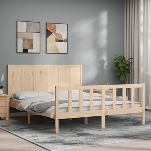 vidaXL, vidaXL Massivholzbett mit Kopfteil, 