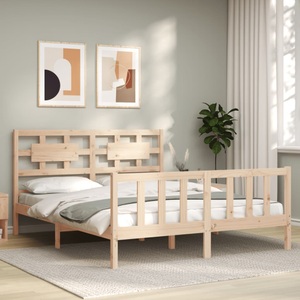 vidaXL, vidaXL Massivholzbett mit Kopfteil 160x200 cm
