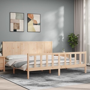 vidaXL, vidaXL Massivholzbett mit Kopfteil, vidaXL Massivholzbett mit Kopfteil