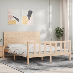 vidaXL, vidaXL Massivholzbett mit Kopfteil 160x200 cm