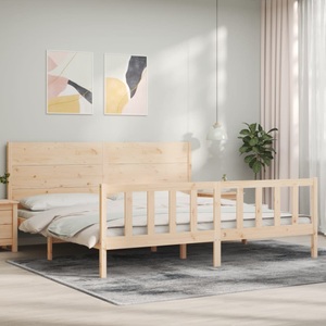 vidaXL, vidaXL Massivholzbett mit Kopfteil, vidaXL Massivholzbett mit Kopfteil