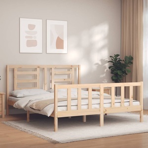 vidaXL, vidaXL Massivholzbett mit Kopfteil 160x200 cm