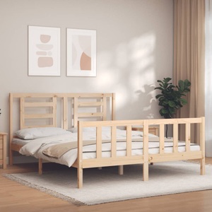 vidaXL, vidaXL Massivholzbett mit Kopfteil 160x200 cm