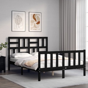 vidaXL, vidaXL Massivholzbett mit Kopfteil Schwarz 120x200 cm