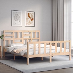 vidaXL Massivholzbett mit Kopfteil 160x200 cm