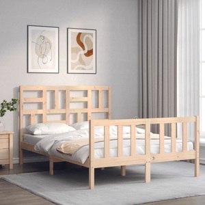 vidaXL Massivholzbett mit Kopfteil 4FT Small Double