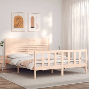 vidaXL Massivholzbett mit Kopfteil 160x200 cm