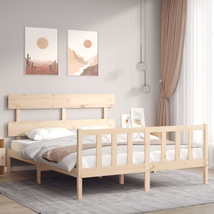 vidaXL, vidaXL Massivholzbett mit Kopfteil 160x200 cm