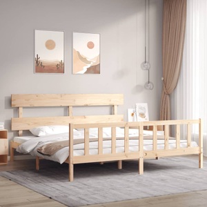 vidaXL, vidaXL Massivholzbett mit Kopfteil 6FT Super King
