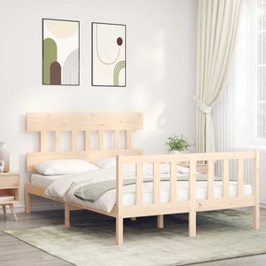 vidaXL, vidaXL Massivholzbett mit Kopfteil 4FT Small Double