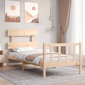 vidaXL Massivholzbett mit Kopfteil 2FT6 Small Single